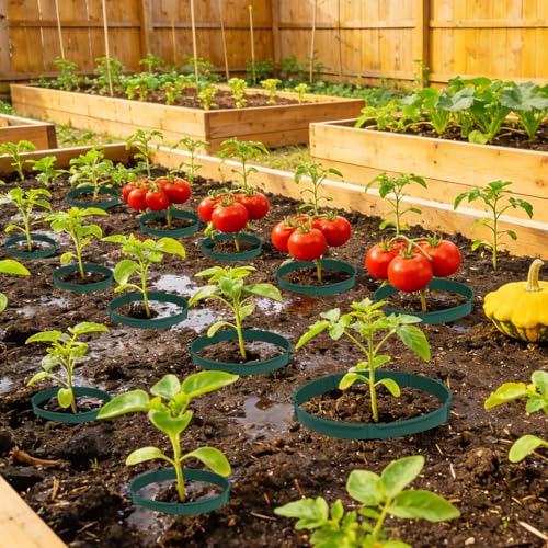 30pcs Planting Grow Rings, Planting Protective Round Edging, Interlocking Garden Plant Rings, Adjustable Diameter Range 8.2-15.7 in, for Deep Watering Vegetables, Herbs and Flowers (Green)
