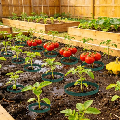 30pcs Planting Grow Rings, Planting Protective Round Edging, Interlocking Garden Plant Rings, Adjustable Diameter Range 8.2-15.7 in, for Deep Watering Vegetables, Herbs and Flowers (Green)