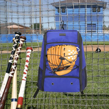 MATEIN Youth Baseball Backpack, Softball Bat Bag with Shoes Compartment | Lightweight Baseball Bag for Boys and Adult, Fence Hook Hold TBall Bat, Batting Mitten, Helmet, Caps, Teeball Gear Equipment - color: Blue, size: 29L