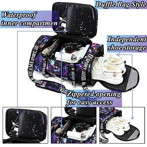 SDTAME Gym Duffel Backpack with Shoe Pocket & Laptop Sleeve - color: Metallic