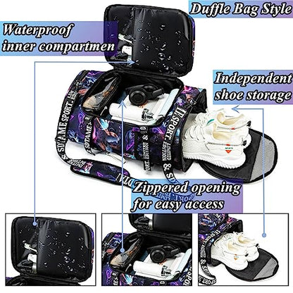 SDTAME Gym Duffel Backpack with Shoe Pocket & Laptop Sleeve - color: Metallic