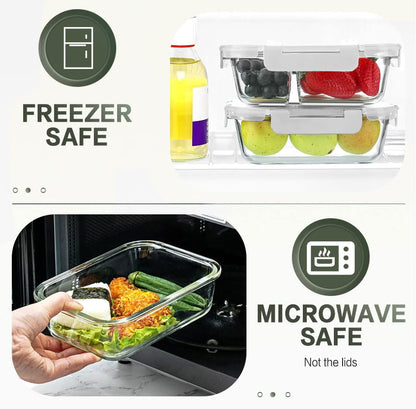 10 Packs 30 oz Glass Meal Prep Containers,Glass Food Storage Containers with Lids,Airtight Lunch Bento Boxes,Microwave, Oven, Freezer and Dishwasher,White