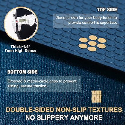 GXMMAT Extra Large Exercise Mat 16'x6'/12'x6'/10'x6'/8'x6'(7mm) - color: Navy Blue, size: 6*10 FT