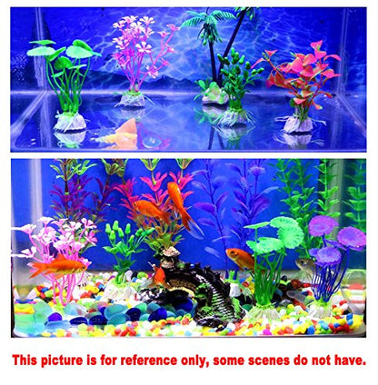 Artificial Aquatic Plants 11 Pcs Small Aquarium Plants Artificial Fish Tank Decorations，Used for Household and Office Aquarium Simulation Plastic Hydroponic Plants