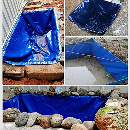 Durable Aquaculture Water Tank with Drain Valve Steel Frame PVC Temporary Fish Pond,Portable Foldable Fish Pond Liner with Grommets 0.45mm Thick Canvas Temporary Holding Tank Water Container - size: 2X7X1M