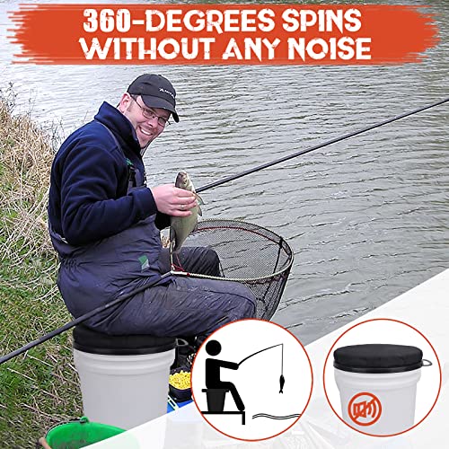 5 Gallon Bucket Seat, 360-Degree Swivel Seat Foam Cushion Bucket Seat Lid with Waterproof Cover for Dove Duck Hunting, Fishing, Baseball, Gardening and Camping - color: Black