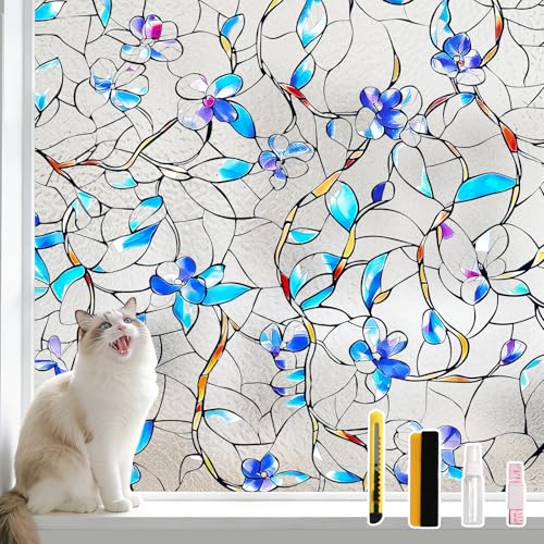 NINETREX Window Privacy Film, Frosted Window Tint Heat Control UV Blocking with Static Cling Removable for Home, Bathroom, Kitchen, Glass Door and Car Decor, Renter Friendly, 17.5 x 78.7 inches