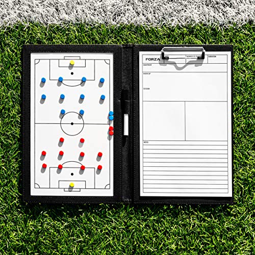 FORZA Magnetic Coaching Board | A4 Double-Sided Tactics Folder with Magnetic Markers, Pen & Eraser [13 Sport Options] - style: Soccer