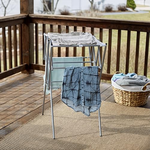 Household Essentials Clothes Drying Rack, Foldable, Expandable and Collapsible Laundry Drying Rack, Silver - color: Silver