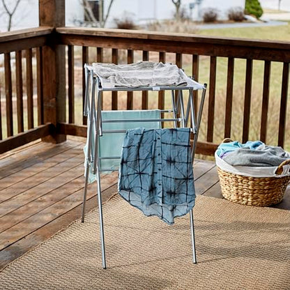 Household Essentials Clothes Drying Rack, Foldable, Expandable and Collapsible Laundry Drying Rack, Silver - color: Silver