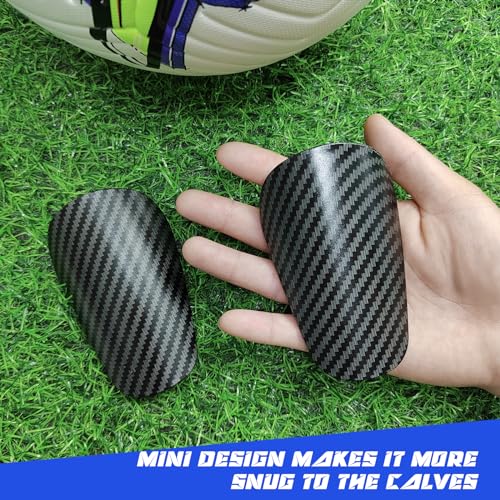 Mini Shin Guards Soccer Kids,Small Protective Gear with Fixed Straps - color: Carbon pattern, size: XS(H: 3.1 in,W: 2.1 in)