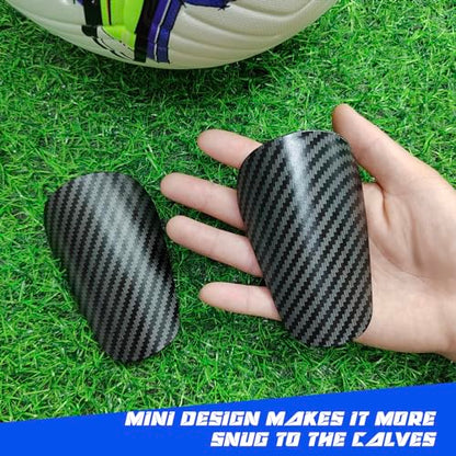 Mini Shin Guards Soccer Kids,Small Protective Gear with Fixed Straps - color: Carbon pattern, size: XS(H: 3.1 in,W: 2.1 in)