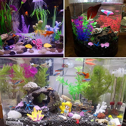 Small Cute Barrel Fish Tank Decorations Aquarium Hideaway Cave House with Shell