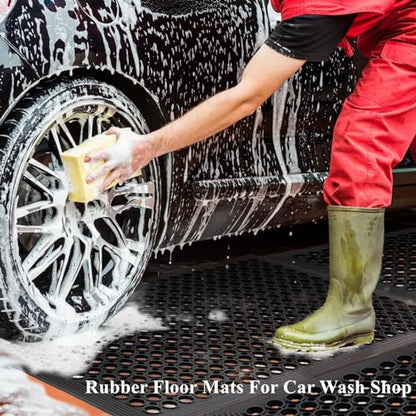 Rubber Floor Door Mats Outdoor Entrance Commercial Restaurant Kitchen Anti Fatigue Rubber Drainage Mat New Non Slip Bar Floor Mat for Garage Use Black 36inch x 60inch from SallyMall