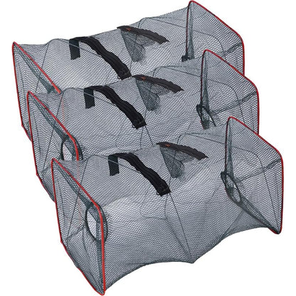 Foldable Lobster Net 3-Pack Portable Crab Trap Shrimp Crawfish Fishing Nets Outdoor Cast Bait Cage 18.11X8.66X8.66 Inches