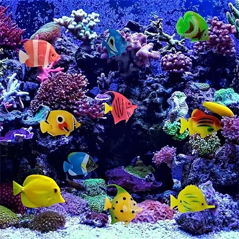 7pcs, Floating, Plastic, Tropical Fish, Aquarium Decoration