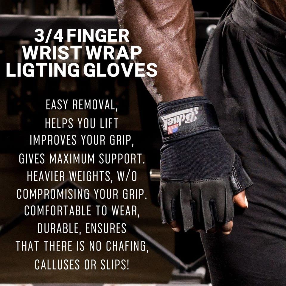 Schiek Sports 540 Platinum Lifting Gloves, Gym Workouts | Wrist support, weight training, durable grip, comfortable palm padding, weightlifting gloves, sports wrap, gym gloves for men - size: 3X-Large
