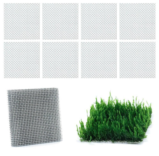 LINLAN 9 Pieces 3.1X3.1in (8X8cm) Aquarium Moss Mesh, 304 Stainless Steel Aquatic Moss Wall, Easy to Cut, for Fixing and Propagating Aquatic Mosses, DIY Aquarium Filtration, and Aquascaping - size: 9 PCS