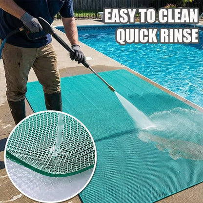 Non Slip Drainage Mats PVC Pool Floor Mat 0.23'' Thick Outdoor Indoor Parking Space Mat for Bathroom Garage Basement Backyard Commercial Kitchen 3x5Ft, Green