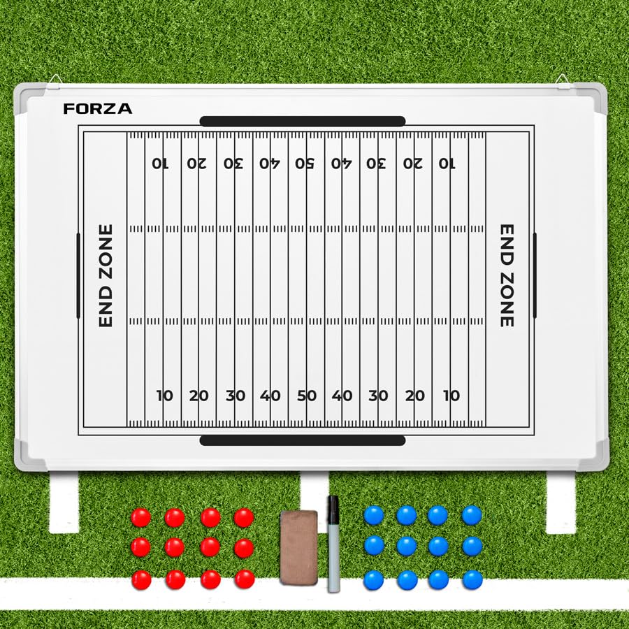 FORZA 35in x 24in Double-Sided Sports Coaching Whiteboard | 13 Sport Options - Dry Erase Board Equipped with Magnetic Markers, Pen & Eraser (Football, Without Carry Bag) - size: Without Carry Bag, style: Football
