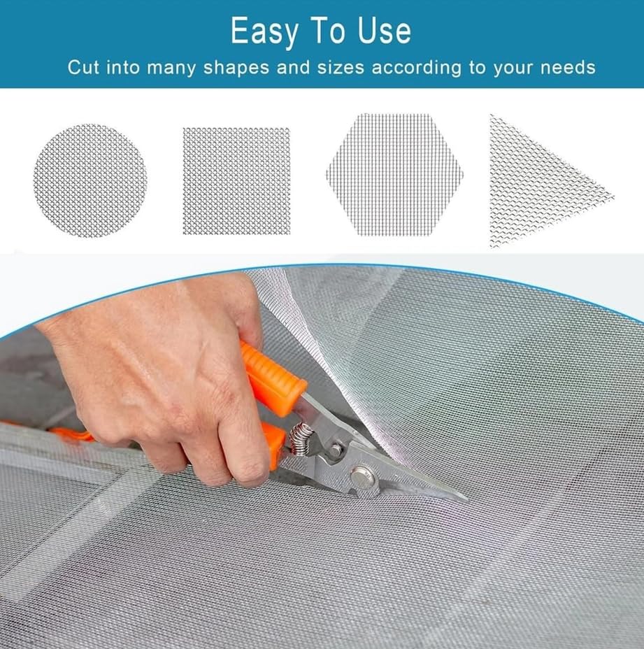 304 Stainless Steel Wire Mesh Screen,15.7"x47.2", 0.62mm Hole 30 Mesh, No Rust and Sturdy, Easy to Cut, Heat-Resisting Metal Mesh for Vent, Window Screen Mesh, Cage, Filter Mesh, DIY Projects, etc