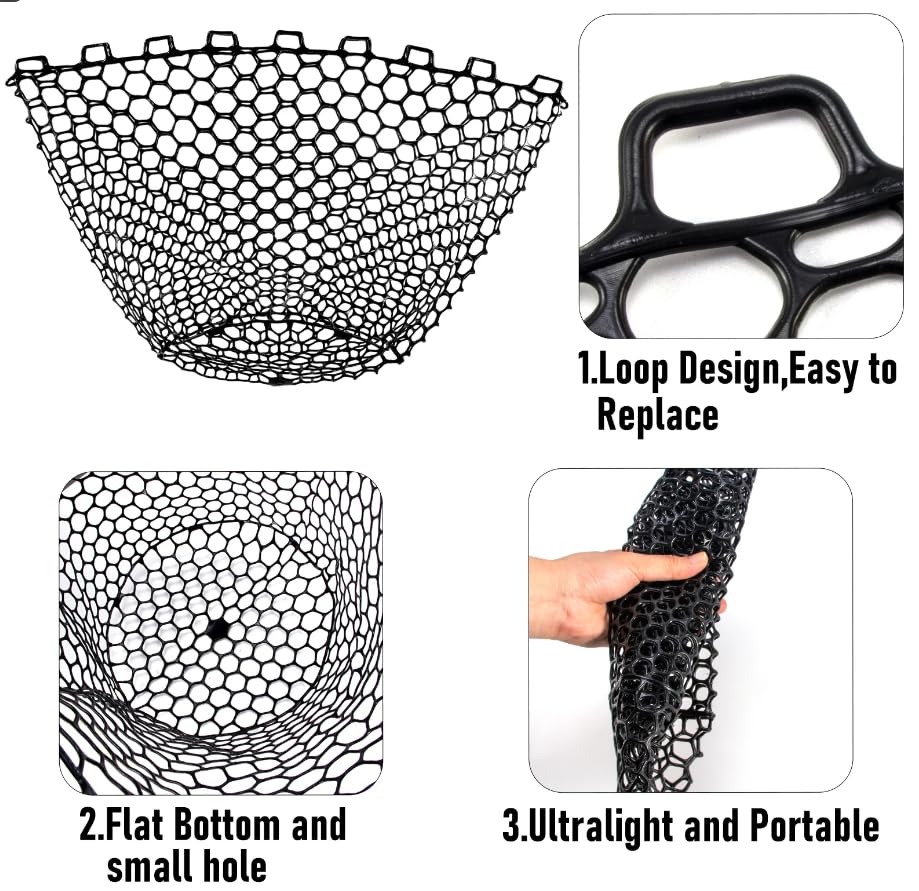 Pack of 1 Silicone Fishing Net Head Durable Fly Fishing Replacement Mesh Net Depth Mesh Landing Net Fishing Accessory Tool