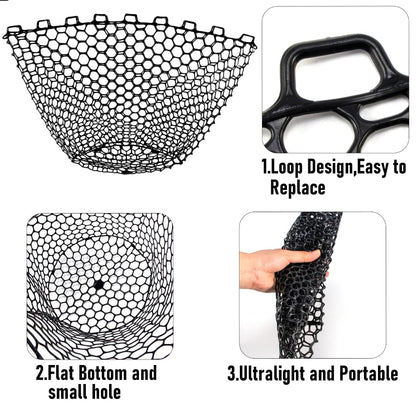 Pack of 1 Silicone Fishing Net Head Durable Fly Fishing Replacement Mesh Net Depth Mesh Landing Net Fishing Accessory Tool