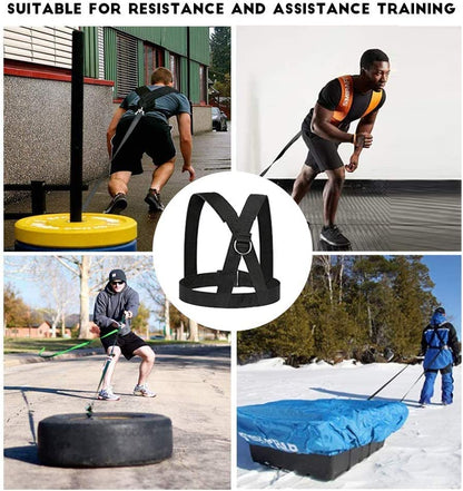 Sled Harness, Adjustable Speed Tire Pulling Belt for Working Out | Strength and Agility Training Equipment, Physical Training Rope Football Exercise Set for Outdoor Indoor Men and Women - size: 9.8FT