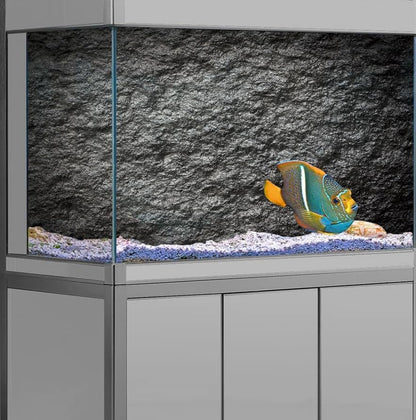 48X20IN Rock Stone Decor Aquarium Background, Black Rock Fish Tank Background, Natural Stone Glass Terrarium Background with 10 EVA Double-Sided Tape - size: 48X20in/120X50cm
