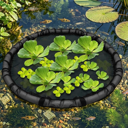 Round Floating Flora Fish Barrier, Water Floating Pond Planter Corral Island Landscape Planting Protector Fine Mesh with Lifting Ring,Water Features Ponds Decoration & ProtectPond from Birds (31inch) - size: 80cm/31.5inch