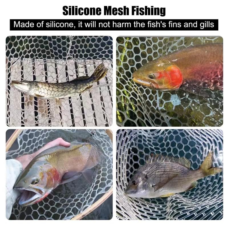Fishing Landing Net Trout Net Replacement Netting with Rubber Mesh for Fish Fly and Fishing Landing