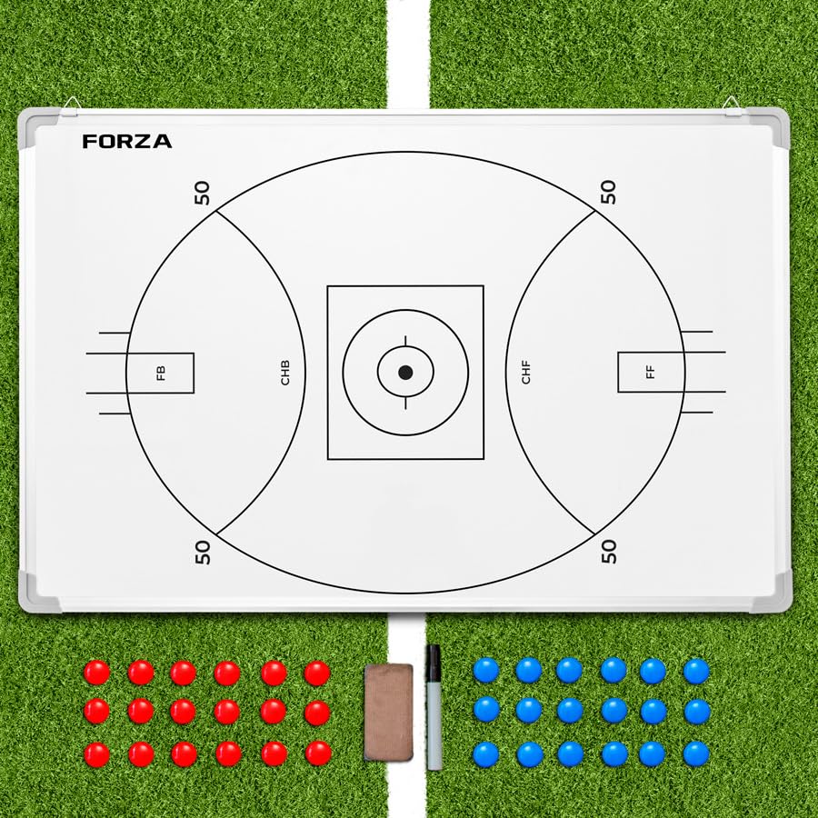 FORZA 35in x 24in Double-Sided Sports Coaching Whiteboard | 13 Sport Options - Dry Erase Board Equipped with Magnetic Markers, Pen & Eraser (Aussie Rules Football, with Carry Bag) - size: With Carry Bag, style: Aussie Rules Football